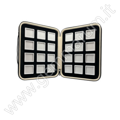 Elegante box imbottito con 24 scatoline 4x4 Bianche