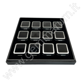 Tray with 12 boxes 4X4x1.5 cm - Matt silver