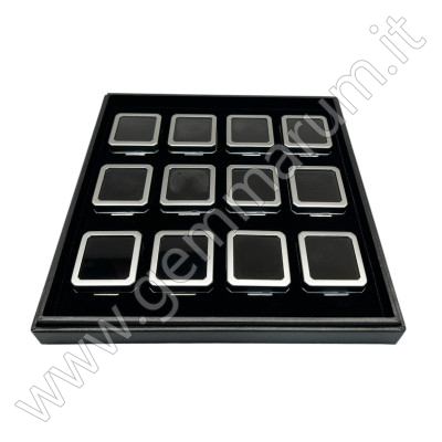 Tray with 12 boxes 4X4x1.5 cm - Matt silver