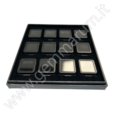 Tray with 12 boxes 4X4x1.5 cm - Matt Black