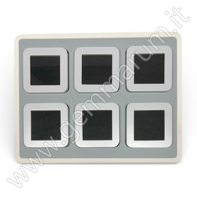 Elegantes Deluxe Holzdisplay mit 6 Edelsteindosen - grau
