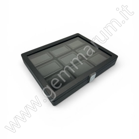 Elegante Espositore con chiusura e finestra 9 scatoline - BLACK