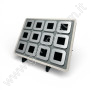 Elegantes Display mit 12 Holzboxen- mattgrau