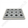 Elegantes Display mit 12 Holzboxen- mattgrau