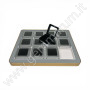 Premium Gem Display with Gold Frame - Grey complete with 12 MATT SILVER boxes